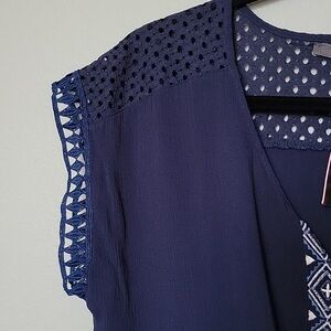 Miss Me NWT blue large embroidered drawstring waist dress